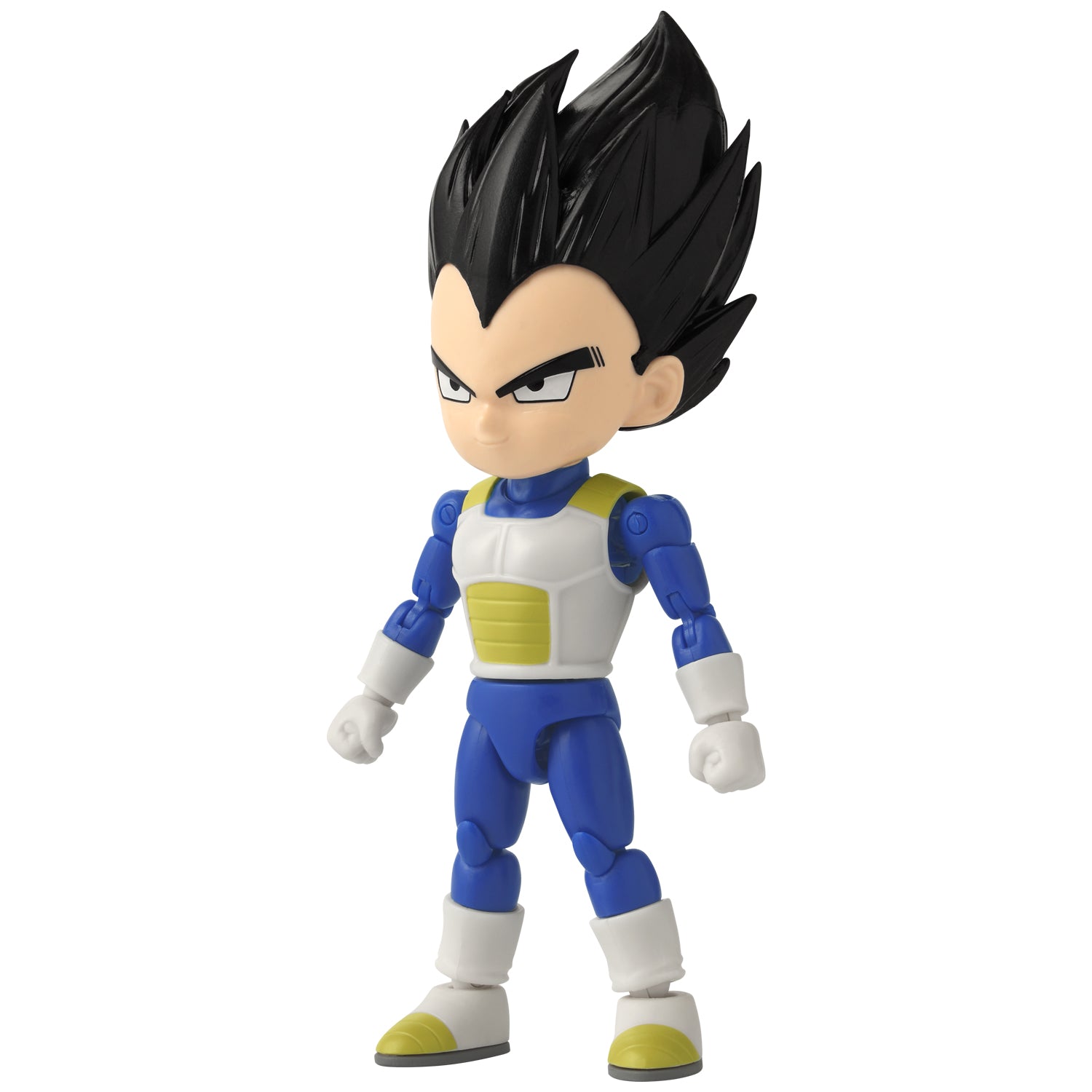 Mini action figure of Vegeta from Dragon Ball DAIMA, featuring detailed sculpting and vibrant colors in a dynamic pose.