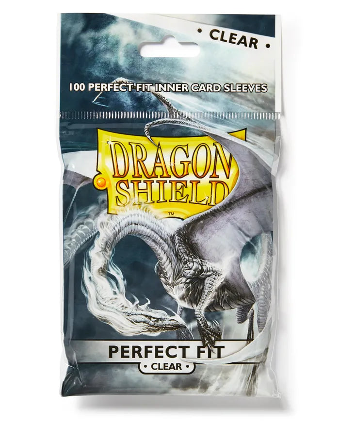 Clear inner card sleeves from Dragon Shield, 100 count, featuring a dragon design on the packaging for card protection.