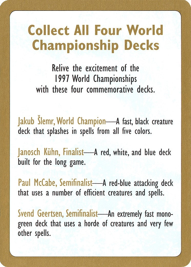 Image for 1997 World Championship Advertisement Card (WCD)