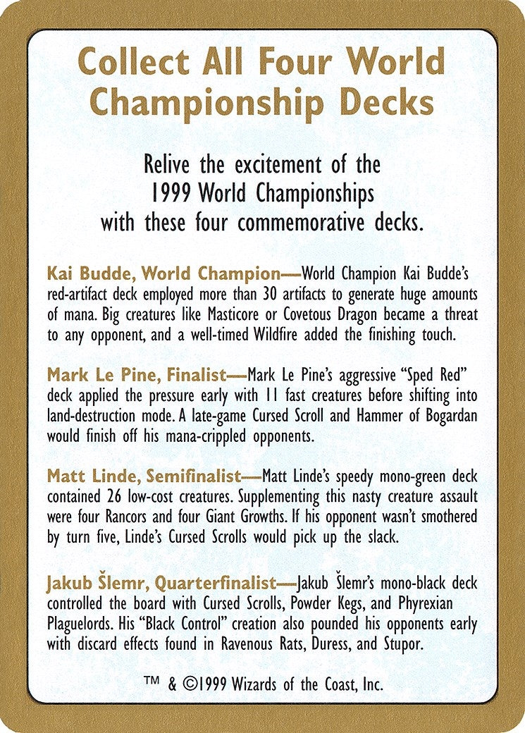 Image for 1999 World Championship Advertisement Card (WCD)
