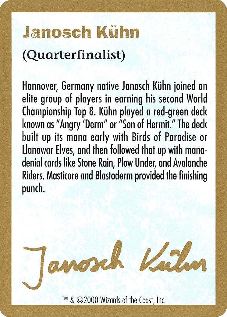 Image for 2000 Janosch Kuhn Biography Card (WCD)