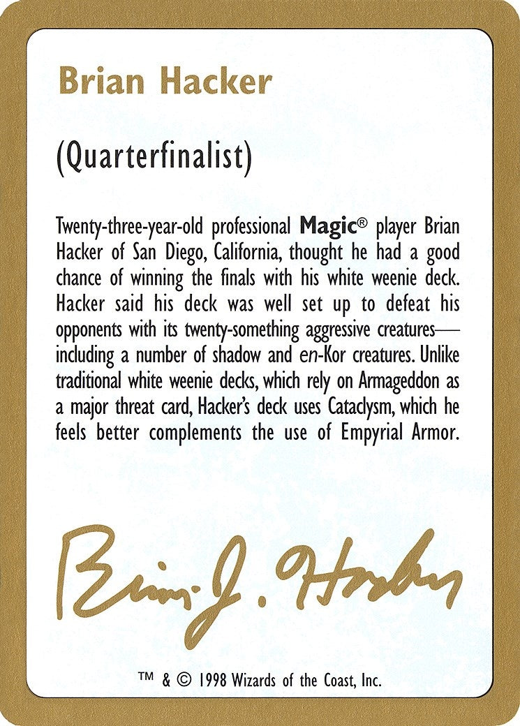 Image for 1998 Brian Hacker Biography Card (WCD)