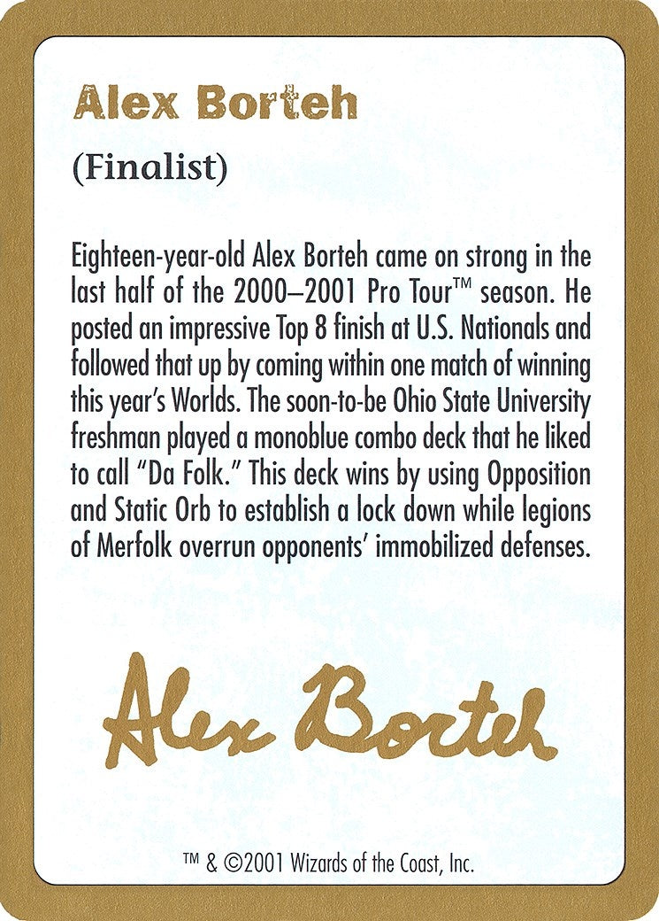 Image for 2001 Alex Borteh Biography Card (WCD)