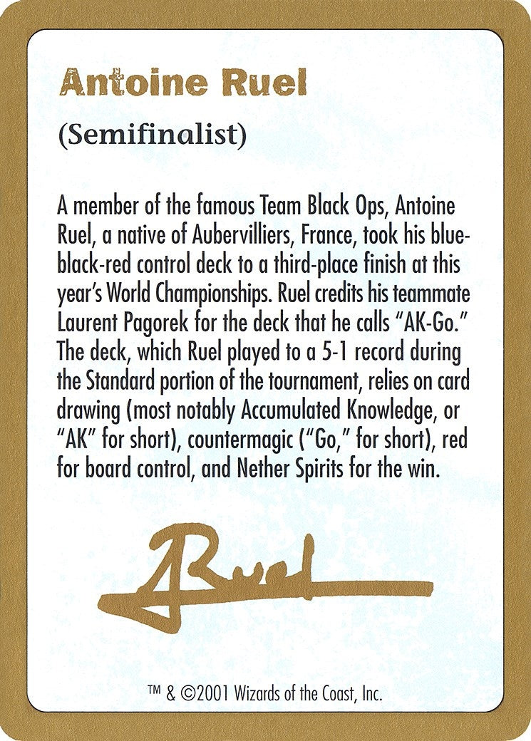 Image for 2001 Antoine Ruel Biography Card (WCD)