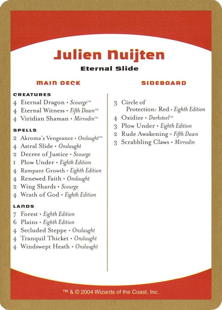Image for 2004 Julien Nuijten Decklist Card (WCD)