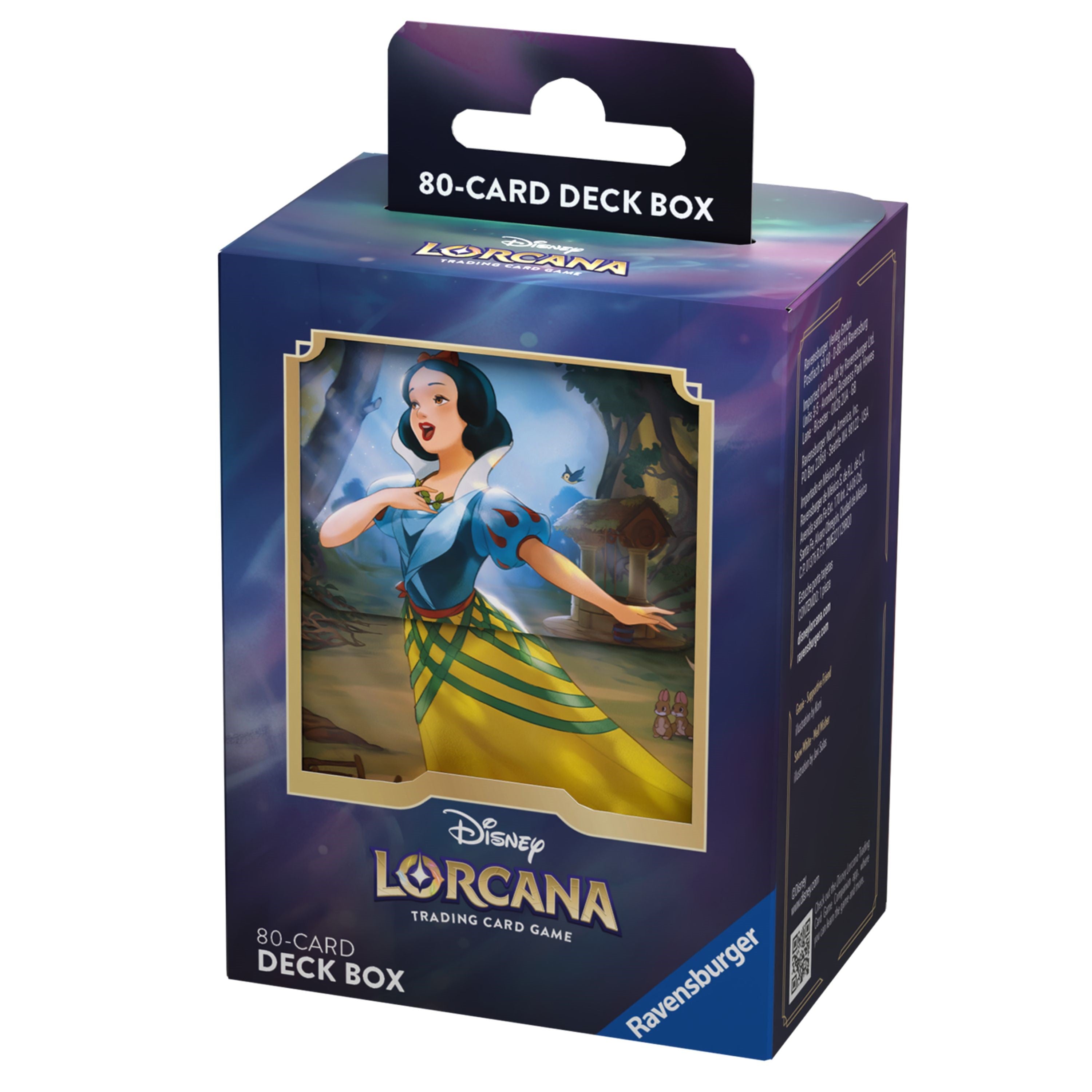Disney Lorcana TCG Ursula's Return Snow White deck box featuring an illustrated Snow White design, holds 80 cards.