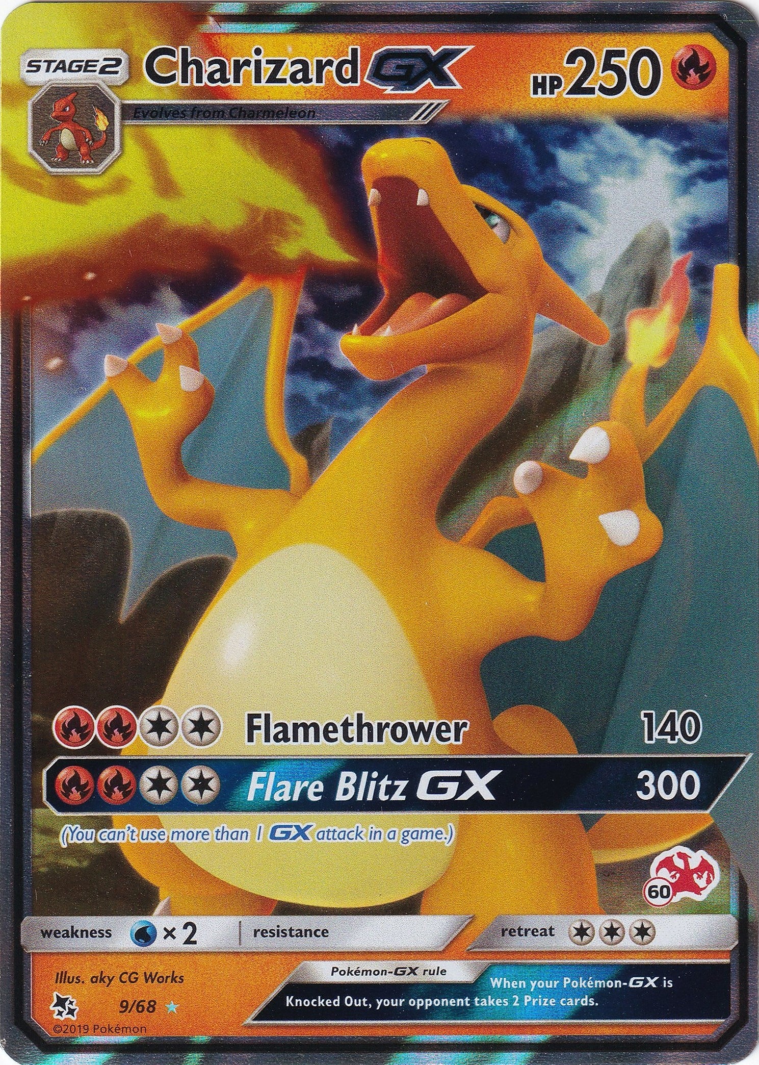 Image for Charizard GX - 9/68 (#60 Charizard Stamped) (9) (BTA)