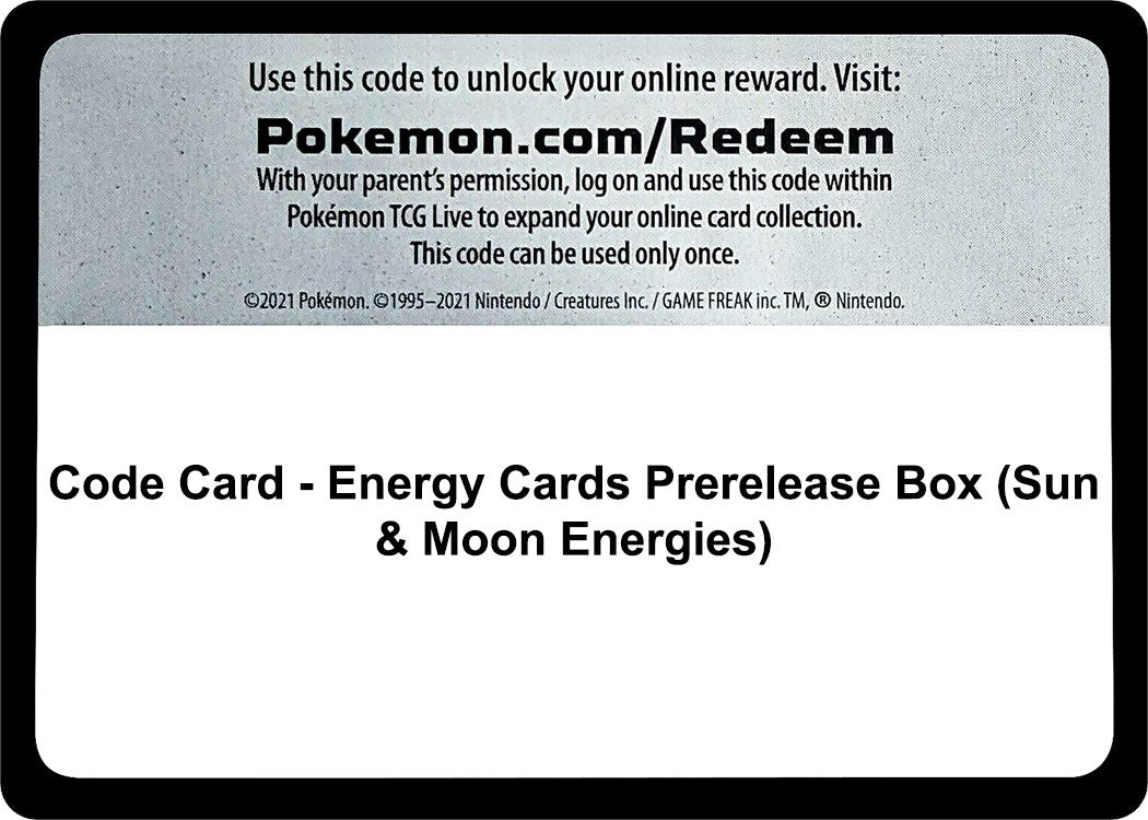 Image for Code Card - Energy Cards Prerelease Box (Sun & Moon Energies) (MCAP)