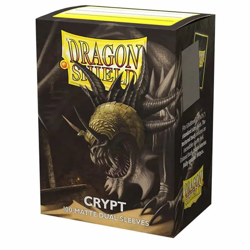 Dragon Shield Crypt dual matte sleeves pack featuring a dragon design, containing 100 protective card sleeves.