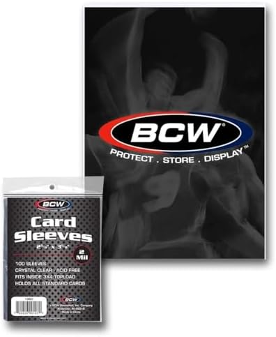 BCW Standard Card Sleeves pack of 100, 2 mil thickness, crystal clear, designed for card protection and storage.