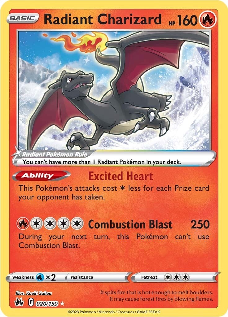 black shiny charizard pokemon card Radiant Charizard - 020/159