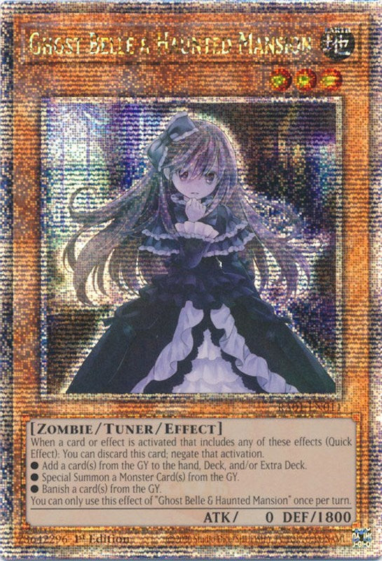 quarter century rare cards YuGiOh Trading Card Game 25th Anniversary Rarity Collection Quarter Century Secret Rare Ghost Belle & Haunted Mansion RA01-EN011