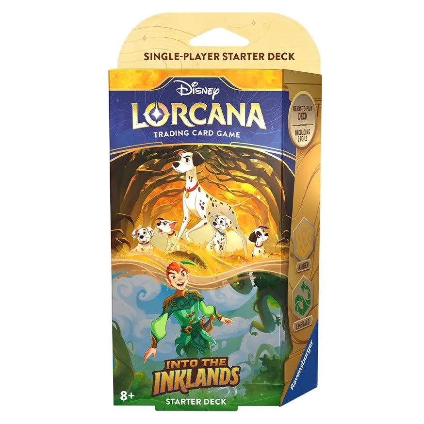 Disney Lorcana TCG Into the Inklands starter deck featuring vibrant artwork and characters, designed for single-player gameplay.