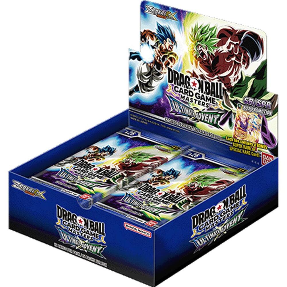 Dragon Ball Super TCG Masters Ultimate Advent Zenkai Series EX Set 09 B26 booster box featuring vibrant artwork and card packs.