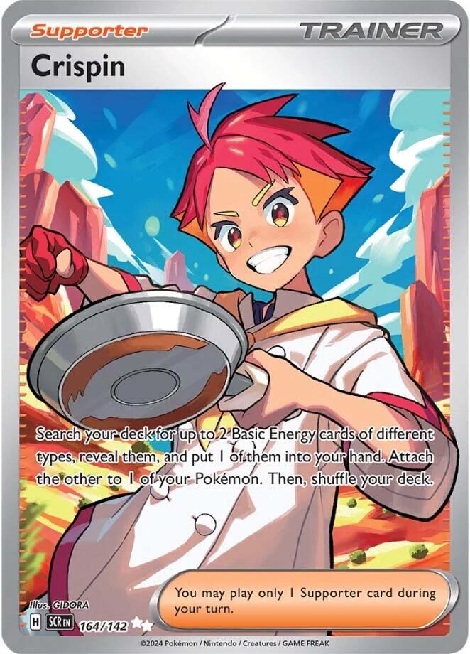 164 142 pokemon card Crispin #164/142 Crispin 164/142 Ultra Rare Stellar Crown in NM condition.This product has multiple quantities Crispin 164/142 Sv07: Stellar Crown
