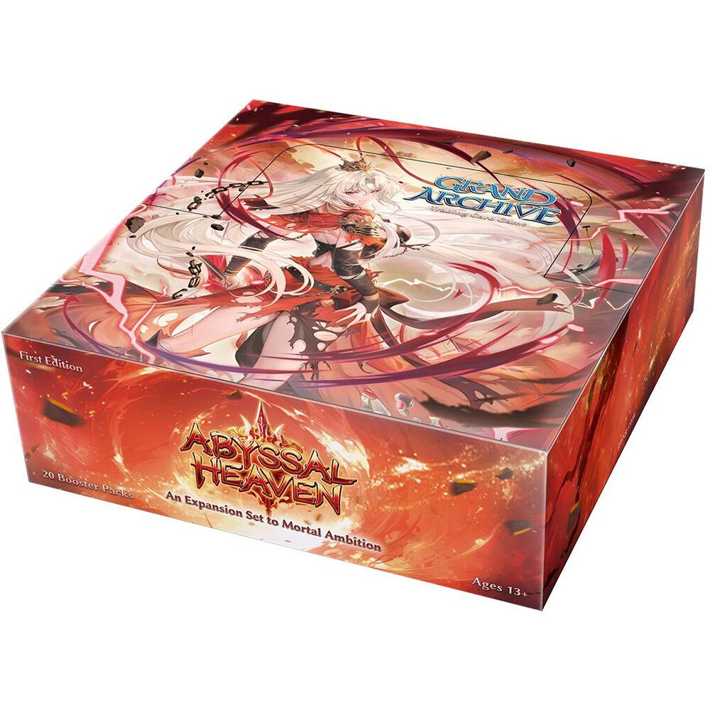Grand Archive TCG Set 6 Abyssal Heaven 1st Edition Booster box featuring vibrant artwork and game details.