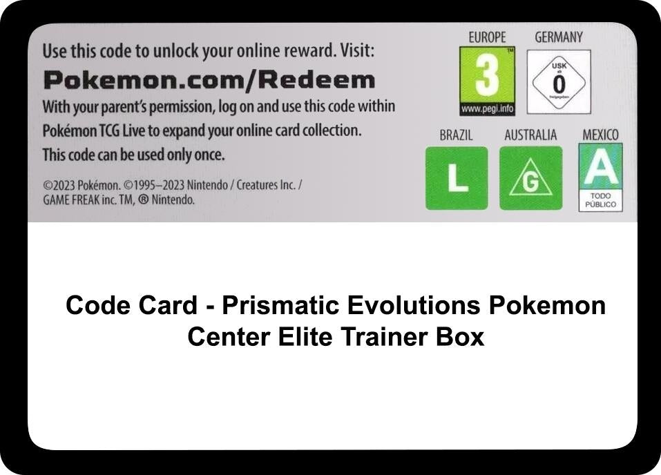 Image for Code Card - Prismatic Evolutions Pokemon Center Elite Trainer Box - Pokemon