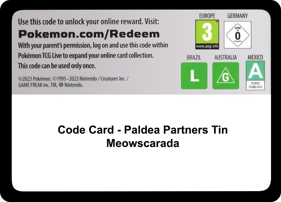 Image for Code Card - Paldea Partners Tin (Meowscarada) (MCAP)