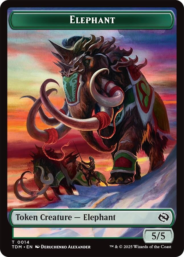 Image for Elephant // Treasure Double-Sided Token (14 // 16) (TDM) - Magic: The Gathering