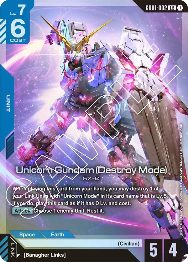 Unicorn Gundam (Destroy Mode) (GD01-002) (GD01)