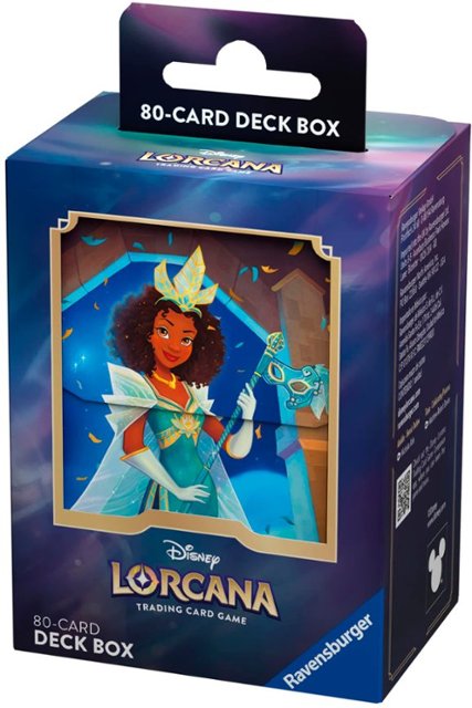 Disney Lorcana TCG Shimmering Skies Tiana deck box featuring vibrant artwork of Tiana in a royal gown. Holds 80 cards.
