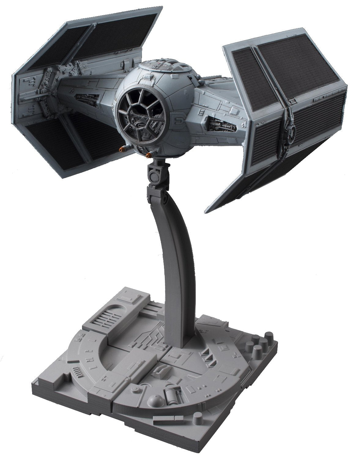 1/72 scale model of the Star Wars TIE Advanced, featuring detailed design and a display stand. Perfect for collectors.
