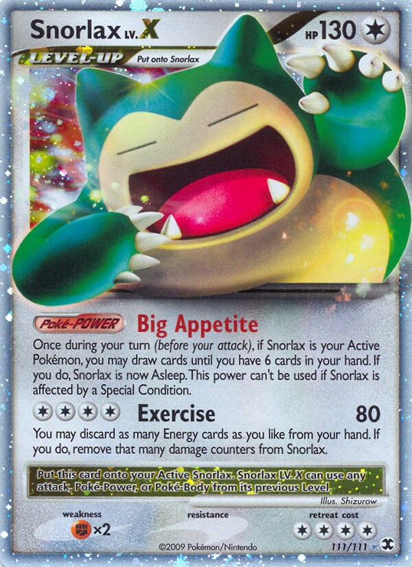 snorlax v pokemon card value Snorlax Lv.X - 111/111