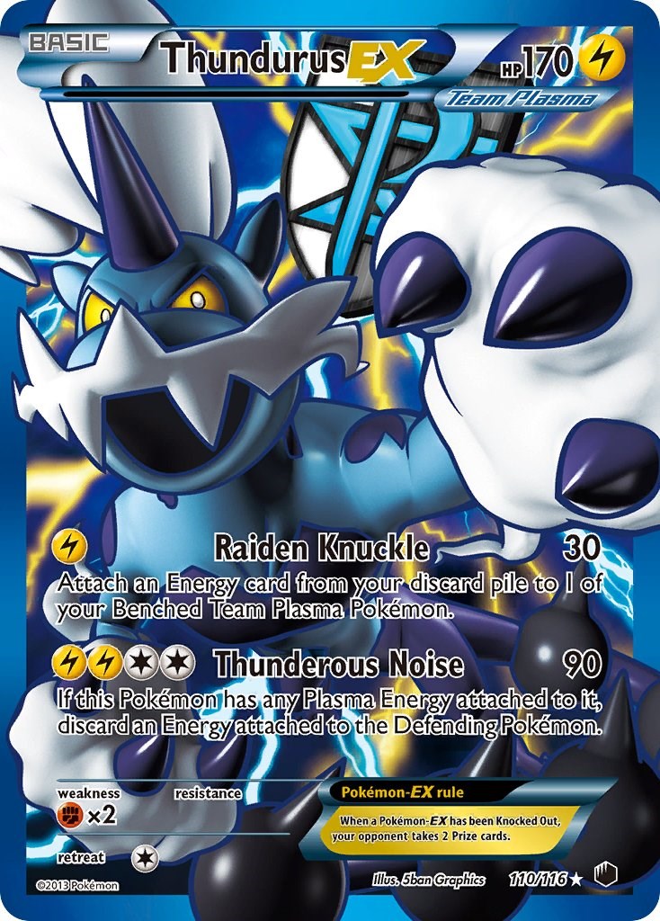 pokemon thundurus card EX (Team Plasma) (110 Full Art) Fabled Starter:Emerald & Ruby Bulk Weakness Fighting ×2 Retreat Mtg Alter - Etsy