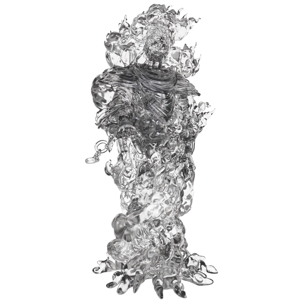 Translucent miniature of a spectral cloud figure for Dungeons & Dragons, showcasing swirling, ethereal details.