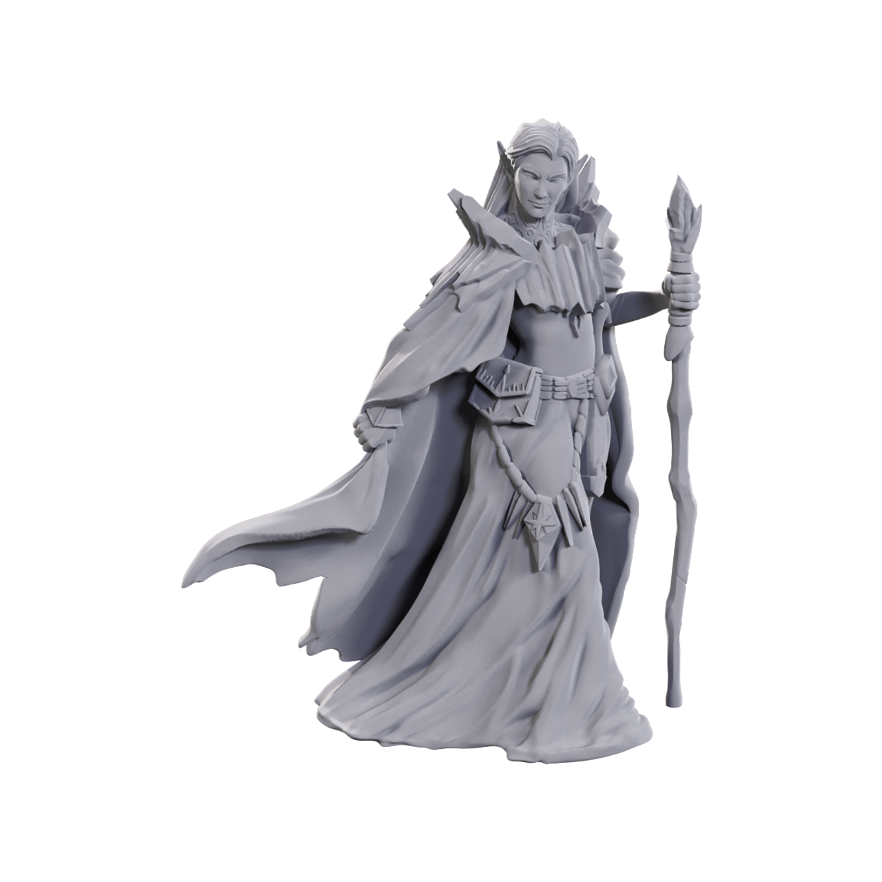 Limited edition Dungeons & Dragons miniature of an elf wizard, featuring intricate details and a staff.