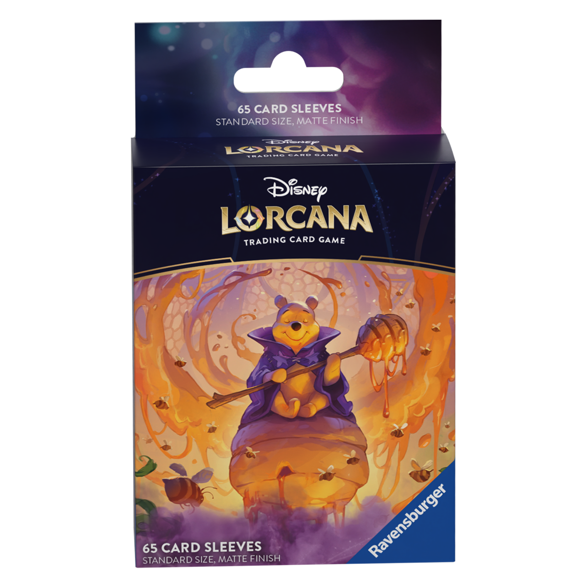 Disney Lorcana TCG Azurite Sea Pooh card sleeves featuring a matte finish, designed for standard-sized cards, pack of 65.