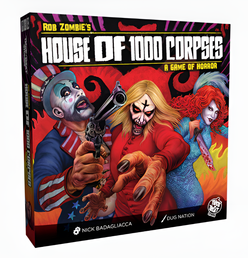 Box art for House of 1000 Corpses: A Game of Horror featuring colorful horror-themed characters and a striking design.
