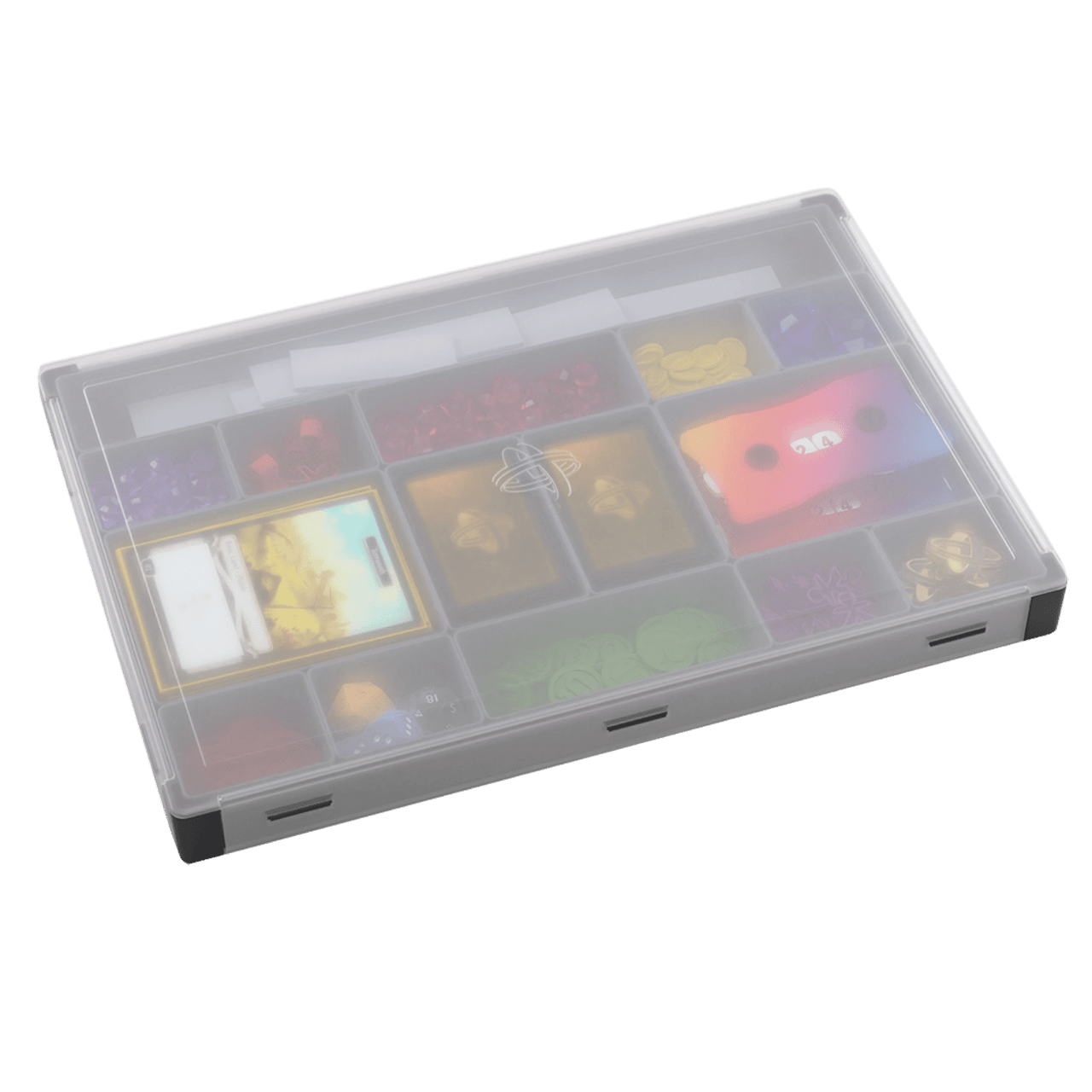 Gamegenic Token Silo XL Convertible in black, featuring multiple compartments for organizing gaming tokens and accessories.