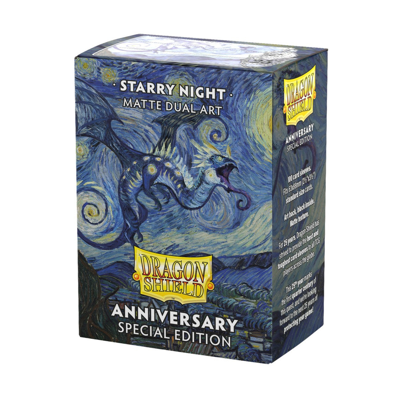 Dragon Shield Starry Night 25th Anniversary special edition matte dual art card sleeves box featuring a dragon design.