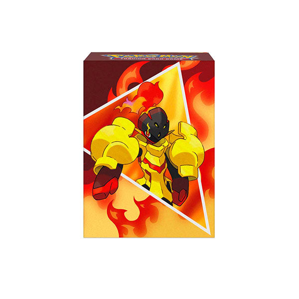 Deckbox featuring Armarouge from Pokemon, designed with vibrant flames and a striking character illustration.