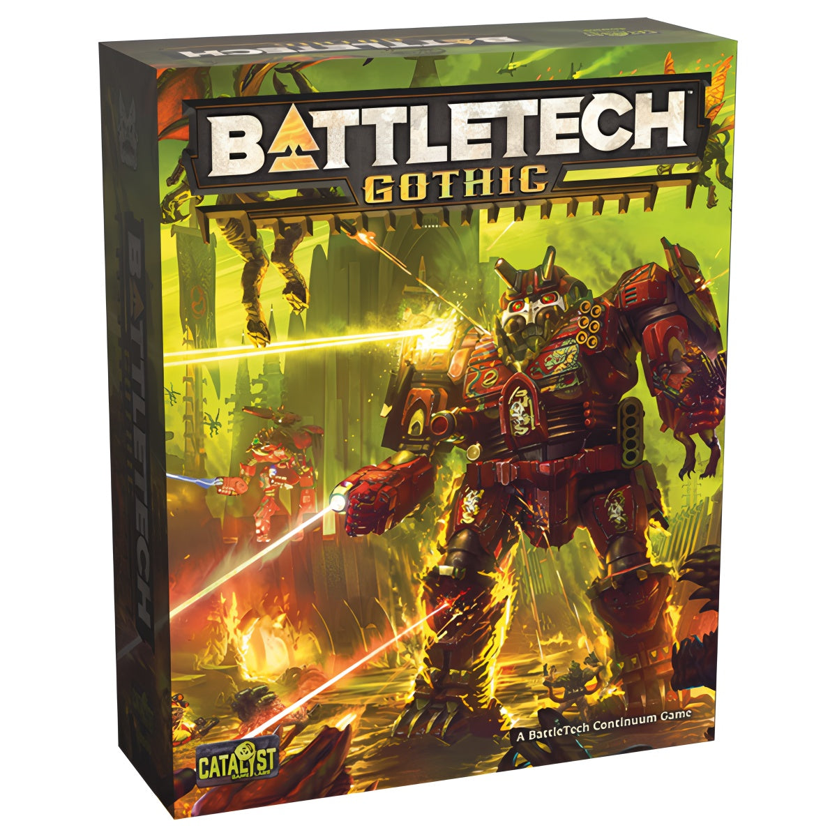 Battletech Gothic board game box featuring a vibrant cover with mechs and a sci-fi battlefield scene.
