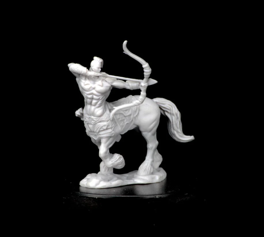 Unpainted miniature of a centaur archer from Dungeons & Dragons Nolzur's Marvelous Miniatures line.
