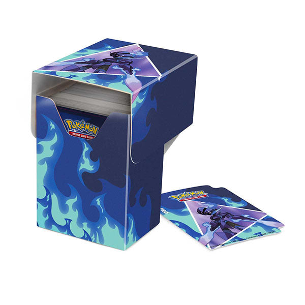 Ceruledge-themed Pokémon deck box featuring vibrant blue flames and artwork, designed for card protection and storage.