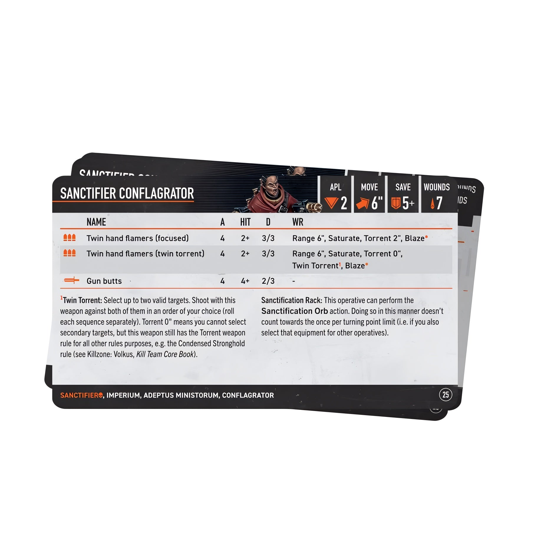 Warhammer 40K: Kill Team - Sanctifiers Datacards