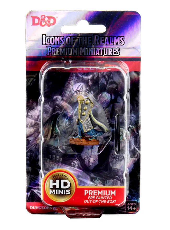 Dungeons & Dragons Icons of the Realms Premium Figure W02 features a pre-painted male elf cleric in a detailed packaging.