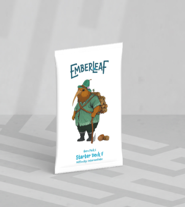 Emberleaf Starter Deck F packaging featuring a whimsical character with a backpack and a green outfit.
