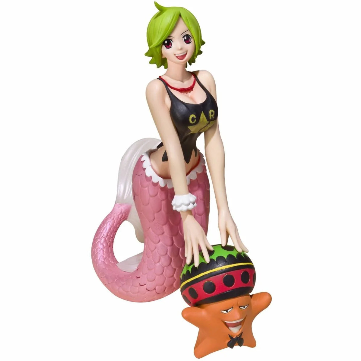 Figuarts Zero Caymy from One Piece, featuring a mermaid with pink tail and playful expression, posing with a star-shaped character.