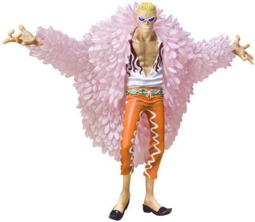 Figuarts Zero One figure of Donquixote Doflamingo from One Piece, featuring vibrant colors and detailed clothing.