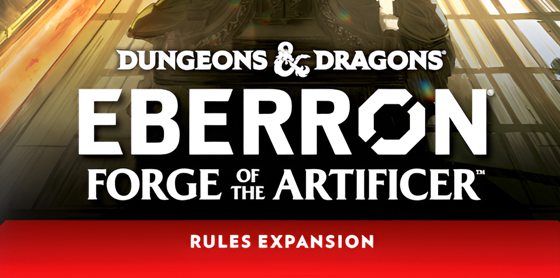 Dungeons & Dragons Eberron: Forge of the Artificer rules expansion cover featuring bold title and fantasy-themed design.