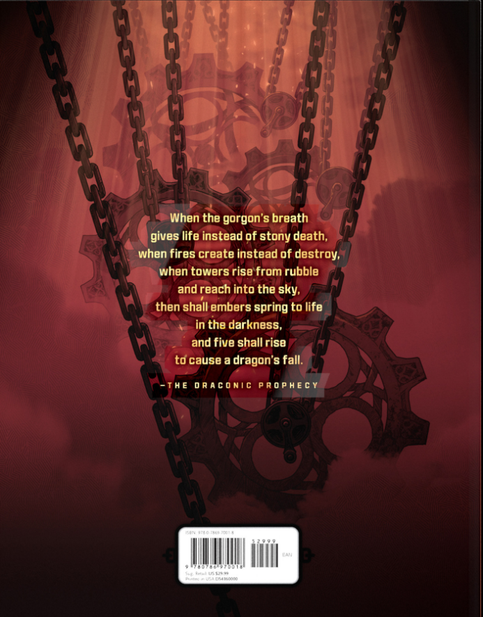 Alternate cover of Dungeons & Dragons Eberron: Forge of the Artificer, featuring dramatic gears and a dark, smoky background.