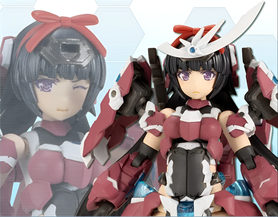 Frame Arms Girl GRANDE SCALE MAGATSUKI model kit featuring a detailed figure with a bow and intricate armor design.