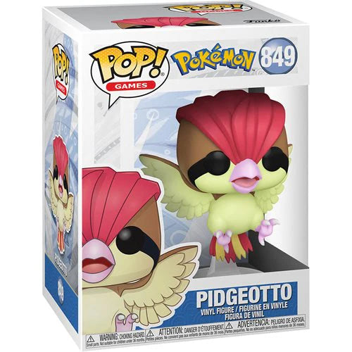 Funko Pop! figure of Pidgeotto from Pokémon, featuring its distinctive brown and cream feathers and vibrant red crest.