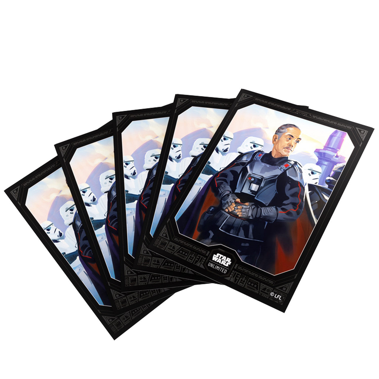 Gamegenic sleeves featuring Moff Gideon from Star Wars Unlimited, showcasing vibrant artwork and protective design.