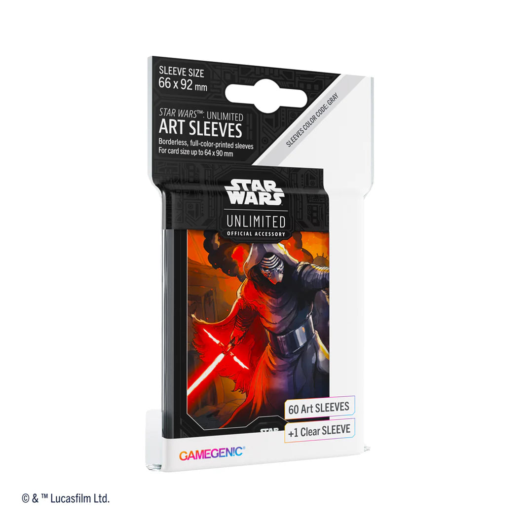 Gamegenic Star Wars Unlimited Kylo Ren card sleeves, 66 x 92 mm, pack of 60 plus one clear sleeve for protection.