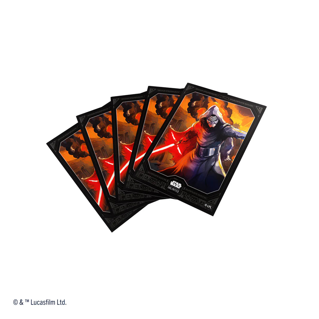 Gamegenic sleeves featuring Kylo Ren from Star Wars Unlimited, showcasing striking artwork and vibrant colors.